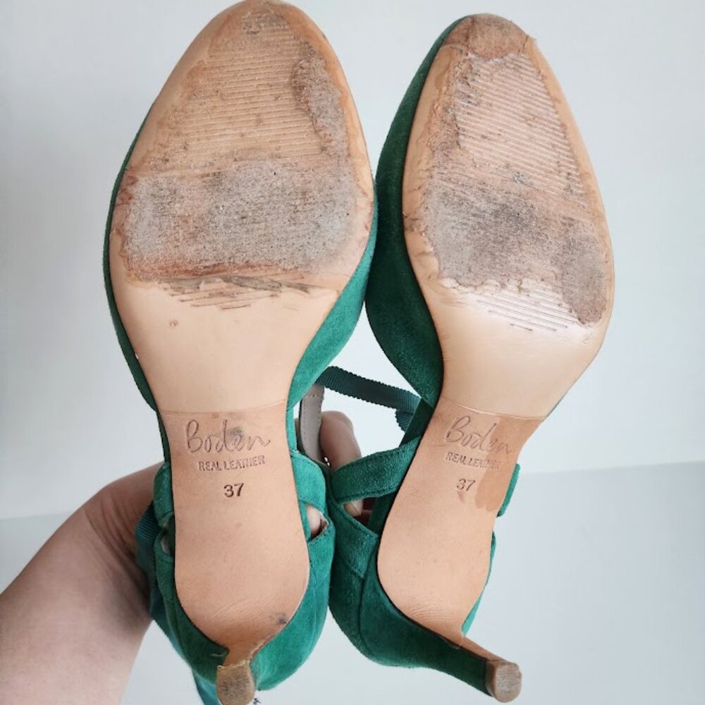 Boden Women's Jade Suede Leather Lavinia Ribbon Court Shoes Mid Heels Sz:37 - Picture 14 of 14